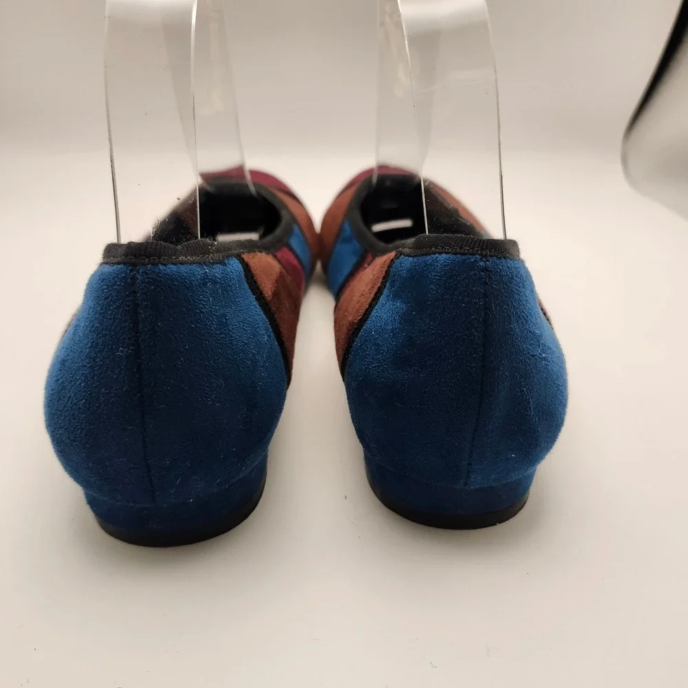 Beacon Shoes Patchwork Suede Flats Women's‎ 8M Colorblock Ballet Loafers